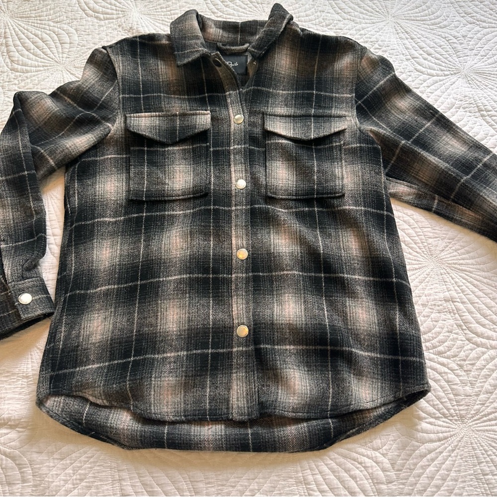Rails Turner Fleece, Button, Shirt Jacket, shacket, Ash Pearl Gray, Size Medium - Picture 3 of 8
